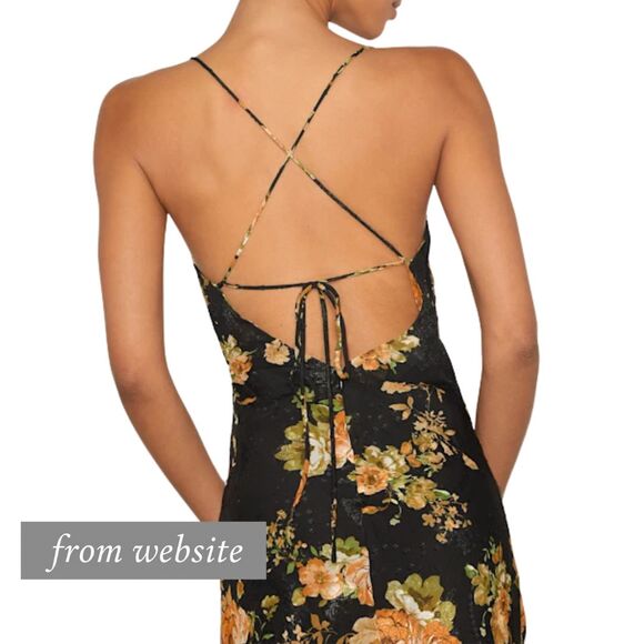 NWT Lulus Dress Black Floral Petal Prowess Lace-Up Slip Fairycore Whimsigoth S - Picture 9 of 10